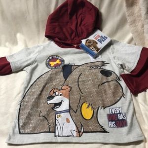Secret life of pets long sleeved shirt with hood